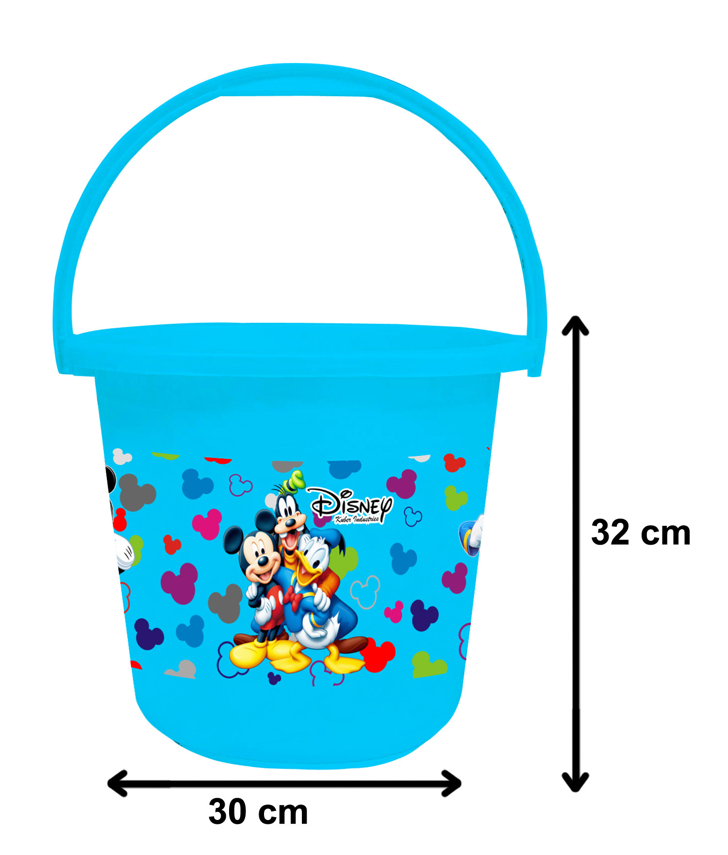 Kuber Industries Disney Team Mickey Print Unbreakable Virgin Plastic Strong Bathroom Bucket ,16 LTR (Blue & Black)-Pack of 2 -HS_35_KUBMART17421
