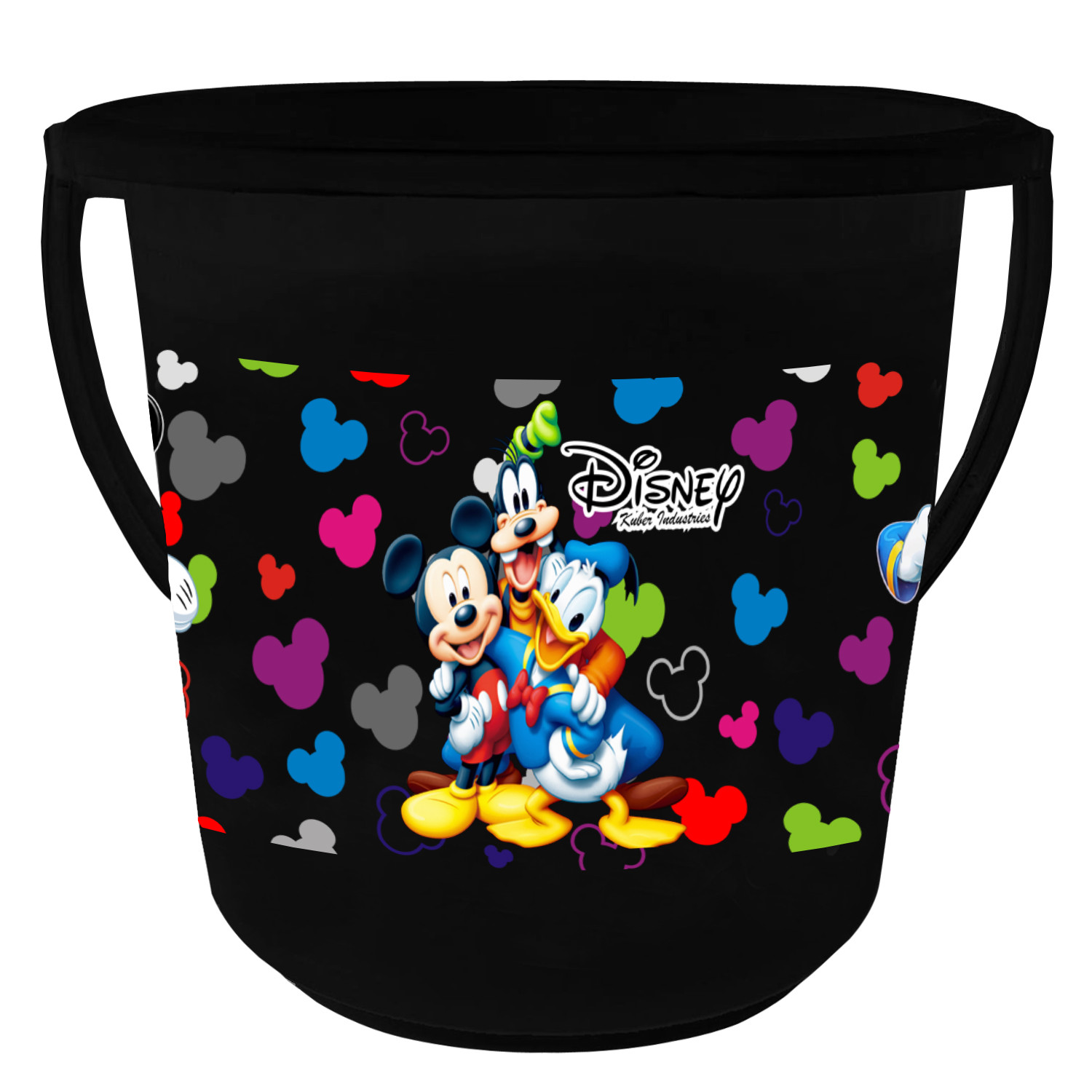 Kuber Industries Disney Team Mickey Print Unbreakable Virgin Plastic Strong Bathroom Bucket ,16 LTR (Black & White)-Pack of 2 -HS_35_KUBMART17425