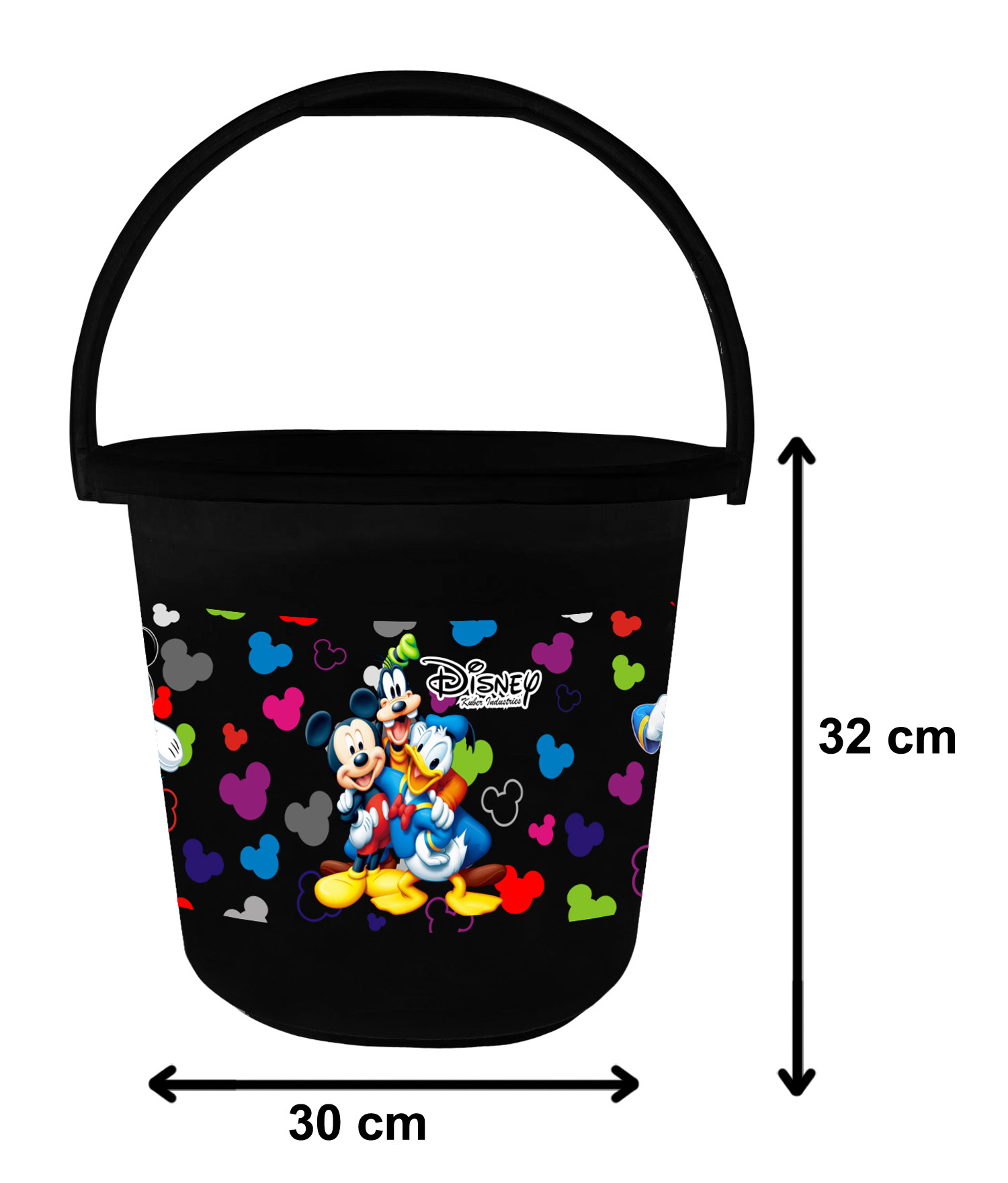 Kuber Industries Disney Team Mickey Print Unbreakable Virgin Plastic Strong Bathroom Bucket ,16 LTR (Black & White)-Pack of 2 -HS_35_KUBMART17425