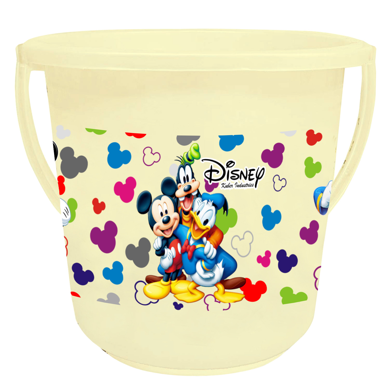 Kuber Industries Disney Team Mickey Print Unbreakable Virgin Plastic Strong Bathroom Bucket ,16 LTR (Cream & White)-Pack of 2 -HS_35_KUBMART17419