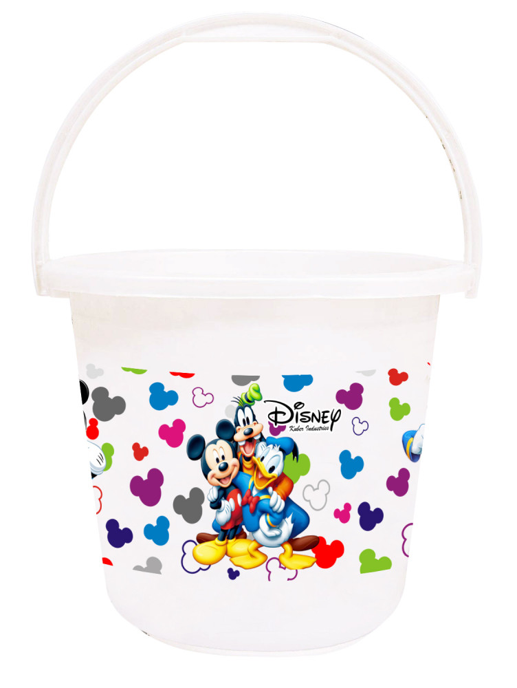 Kuber Industries Disney Team Mickey Print Unbreakable Virgin Plastic Strong Bathroom Bucket ,16 LTR (White) -HS_35_KUBMART17401