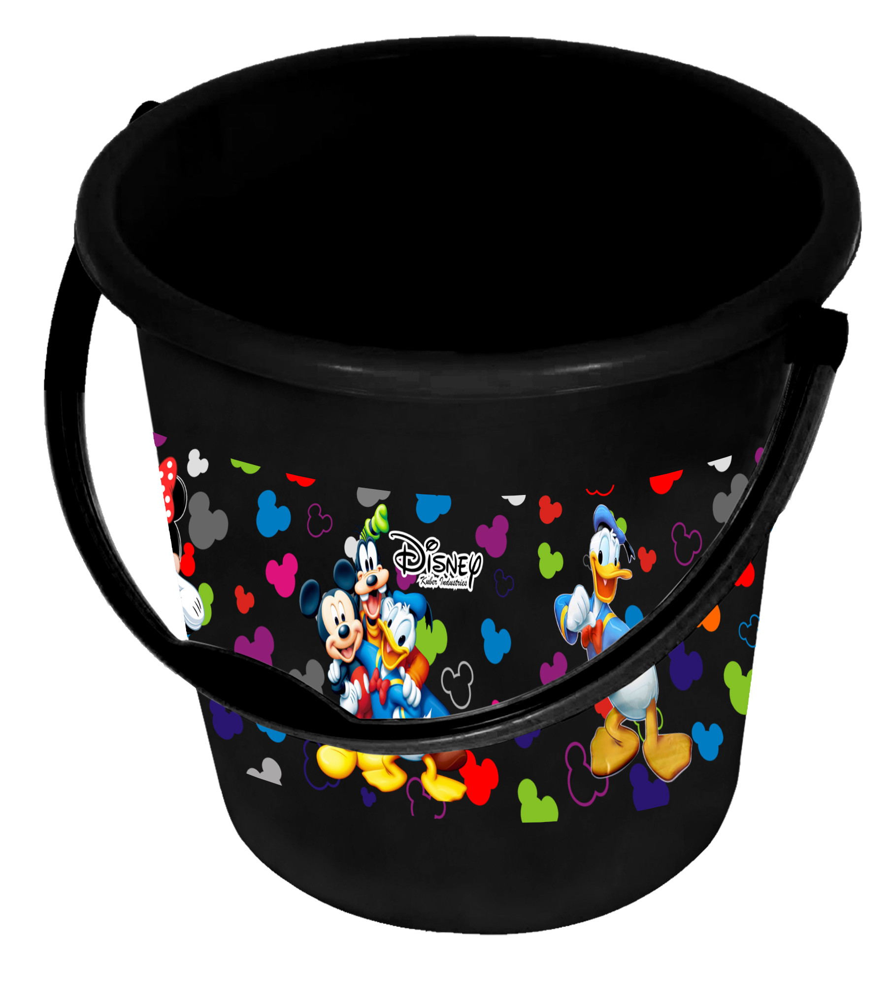 Kuber Industries Disney Team Mickey Print Unbreakable Virgin Plastic Strong Bathroom Bucket ,18 LTR (Black)
