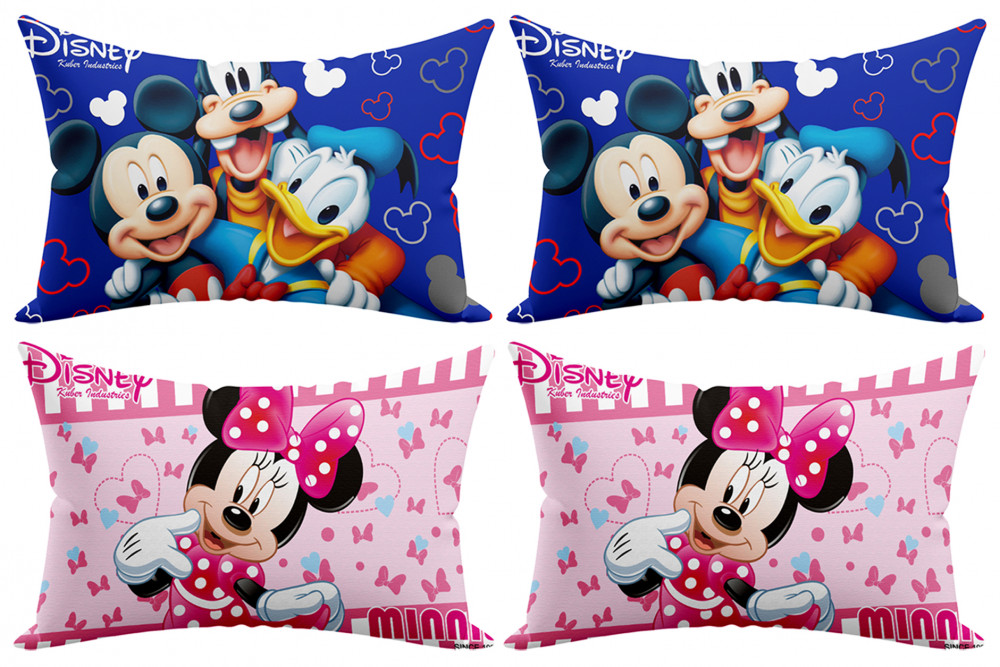 Kuber Industries Disney Team Minnie Mickey Print Silk Special long Crush Pillow Cover- Royal Blue &amp; Pink