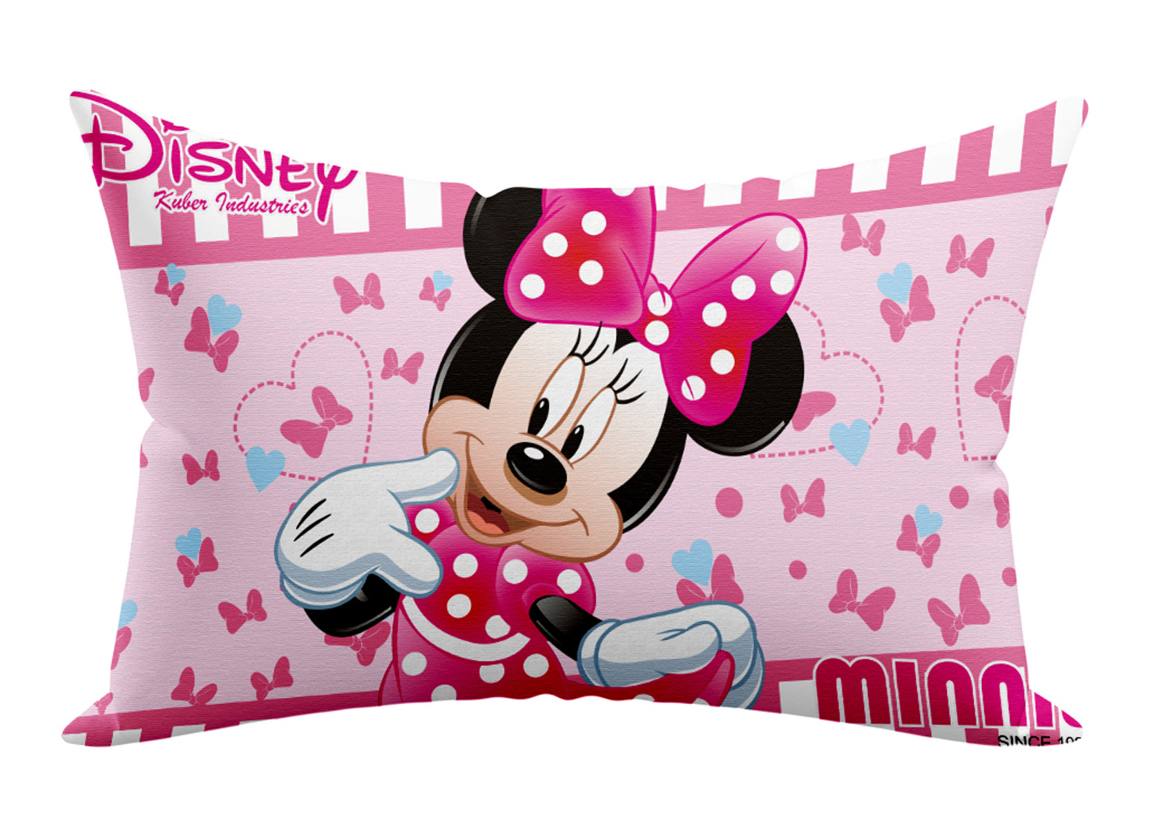 Kuber Industries Disney Team Minnie Mickey Print Silk Special long Crush Pillow Cover- Royal Blue & Pink