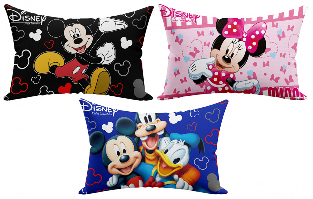 Kuber Industries Disney Team Minnie Mickey Print Silk Special long Crush Pillow Cover-Royal Blue &amp; Pink &amp; Black