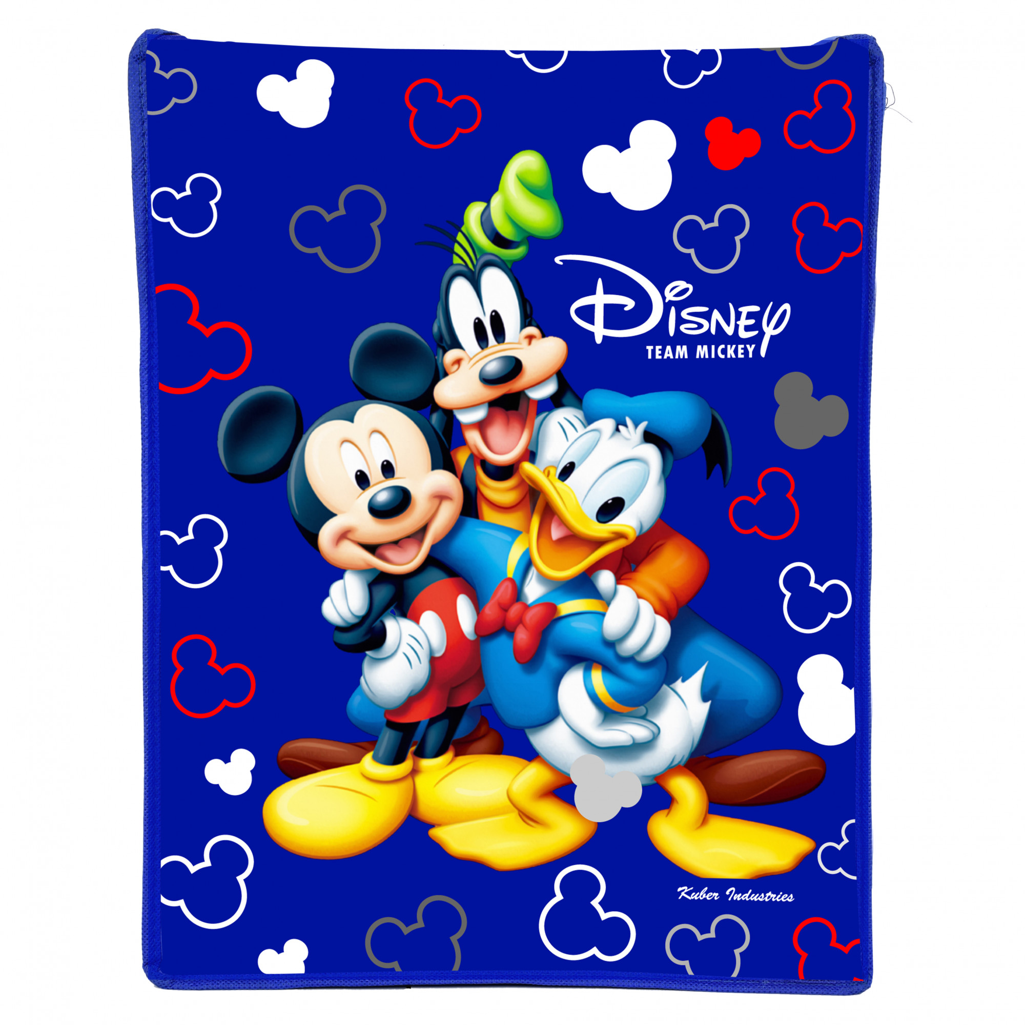 Kuber Industries Disney Tram Mickey Mouse Print Non Woven 2 Pieces Fabric Foldable Shirt Cover Storage Organizer Box with With Lid, Extra Large (Black & Royal Blue)-KUBMART3476