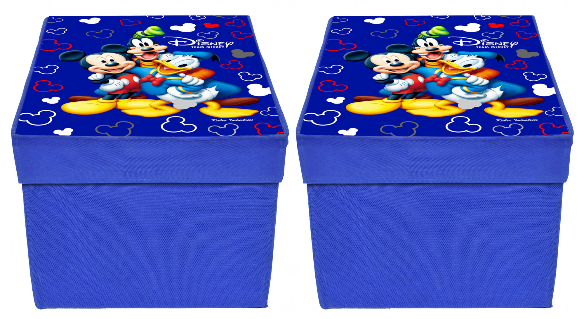 Kuber Industries Disney Tram Mickey Print Non Woven Fabric Foldable Shirt Cover Storage Organizer Box with With Lid, Extra Large (Royal Blue)-KUBMART3470