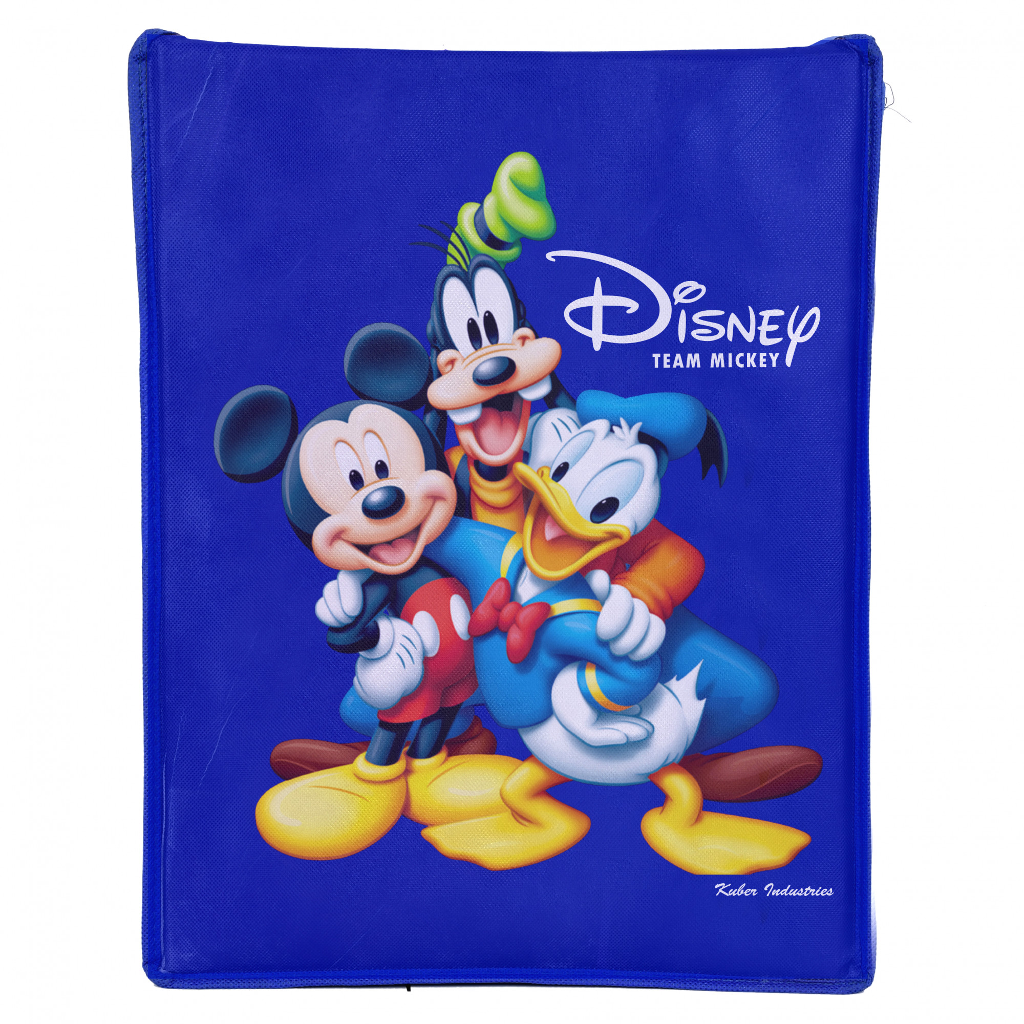 Kuber Industries Disney Tram Minnie Mickey Mouse Print Non Woven 2 Pieces Fabric Foldable Cloth Storage Wardrobe Organiser Box with Lid, Extra Large (Red & Royal Blue)-KUBMART1736