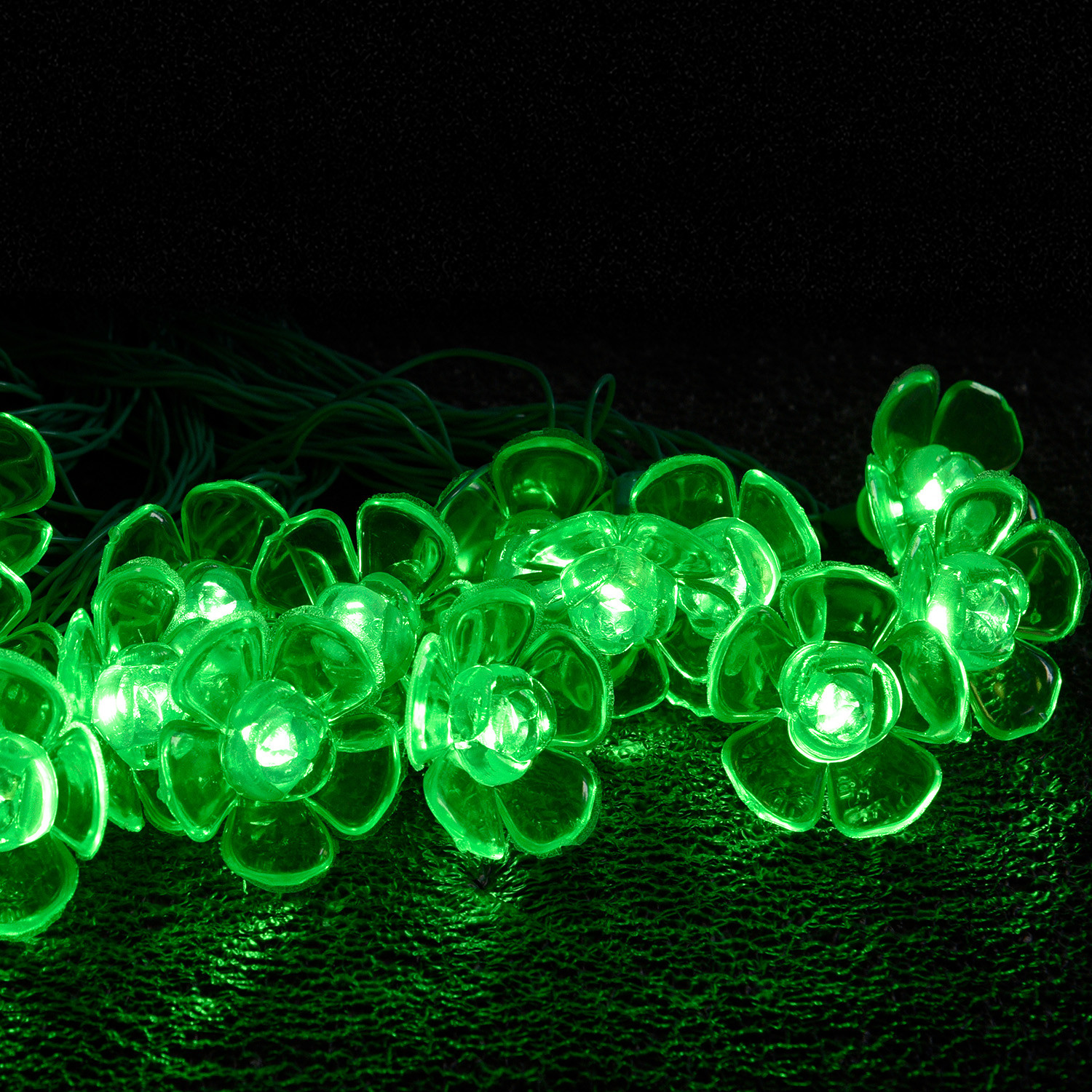 Kuber Industries Diwali Lights | 14 Flower Fairy Lights for Diwali | Christmas | Home Decoration | Indoor & outdoor | Diwali Lights for Decoration | Crystal Flower | Dark Green
