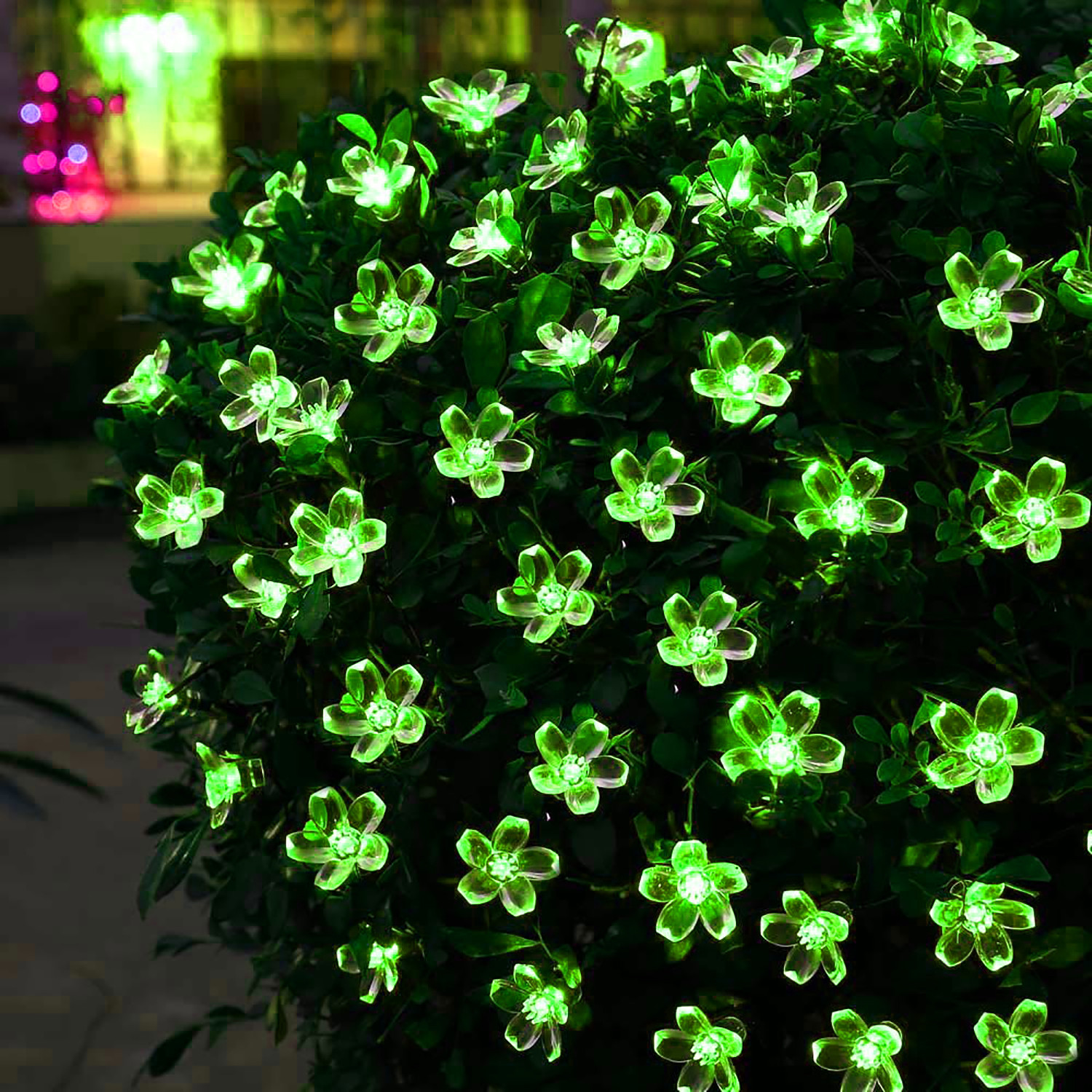 Kuber Industries Diwali Lights | 14 Flower Fairy Lights for Diwali | Christmas | Home Decoration | Indoor & outdoor | Diwali Lights for Decoration | Crystal Flower | Dark Green