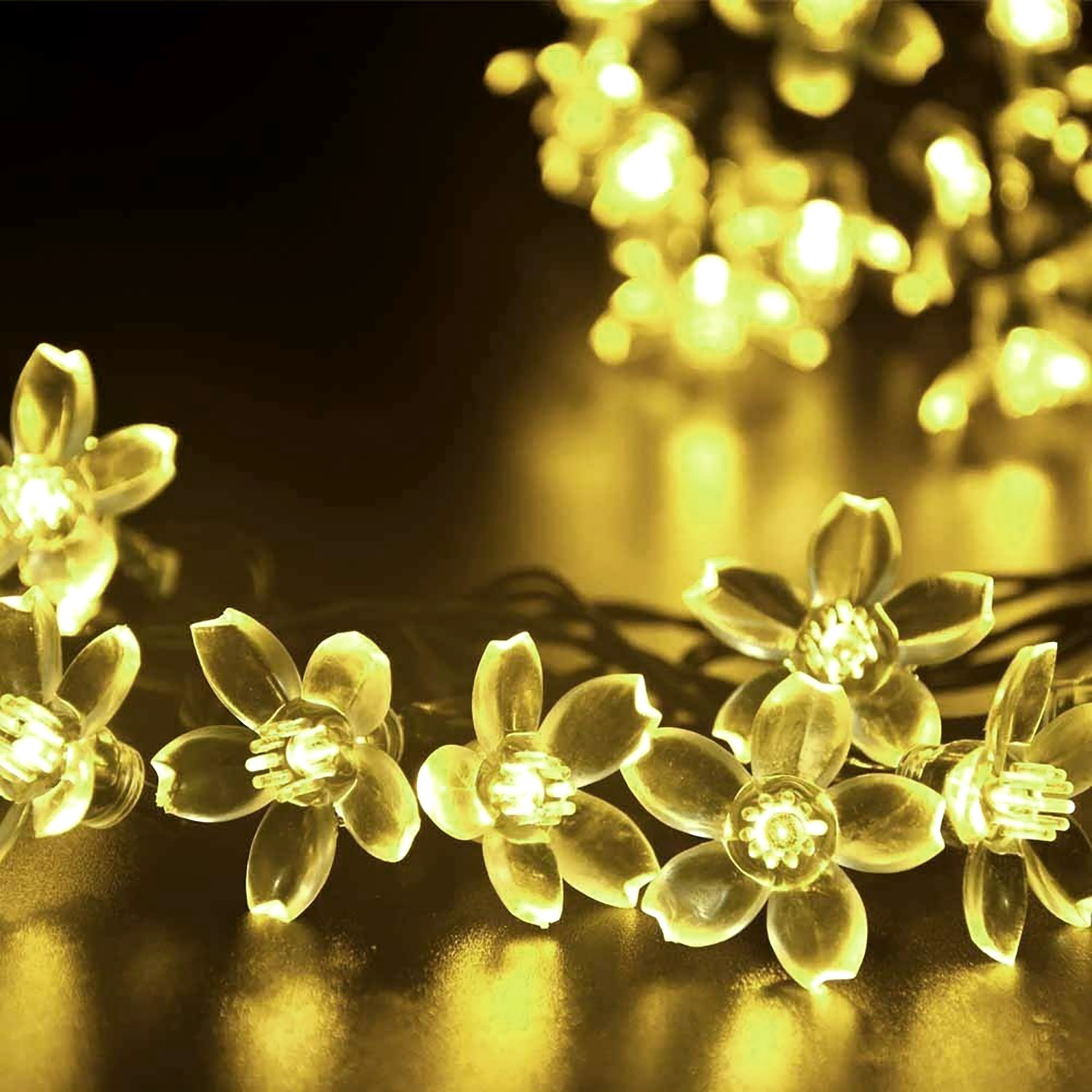 Kuber Industries Diwali Lights | 14 Flower Fairy Lights for Diwali | Christmas | Home Decoration | Indoor & outdoor | Diwali Lights for Decoration | Crystal Flower | Orange