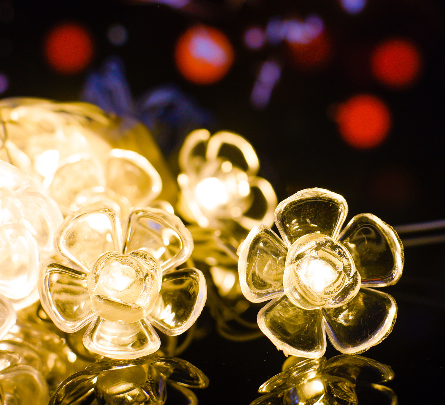 Kuber Industries Diwali Lights | 14 Flower Fairy Lights for Diwali | Christmas | Home Decoration | Indoor & outdoor | Diwali Lights for Decoration | Crystal Flower | Orange