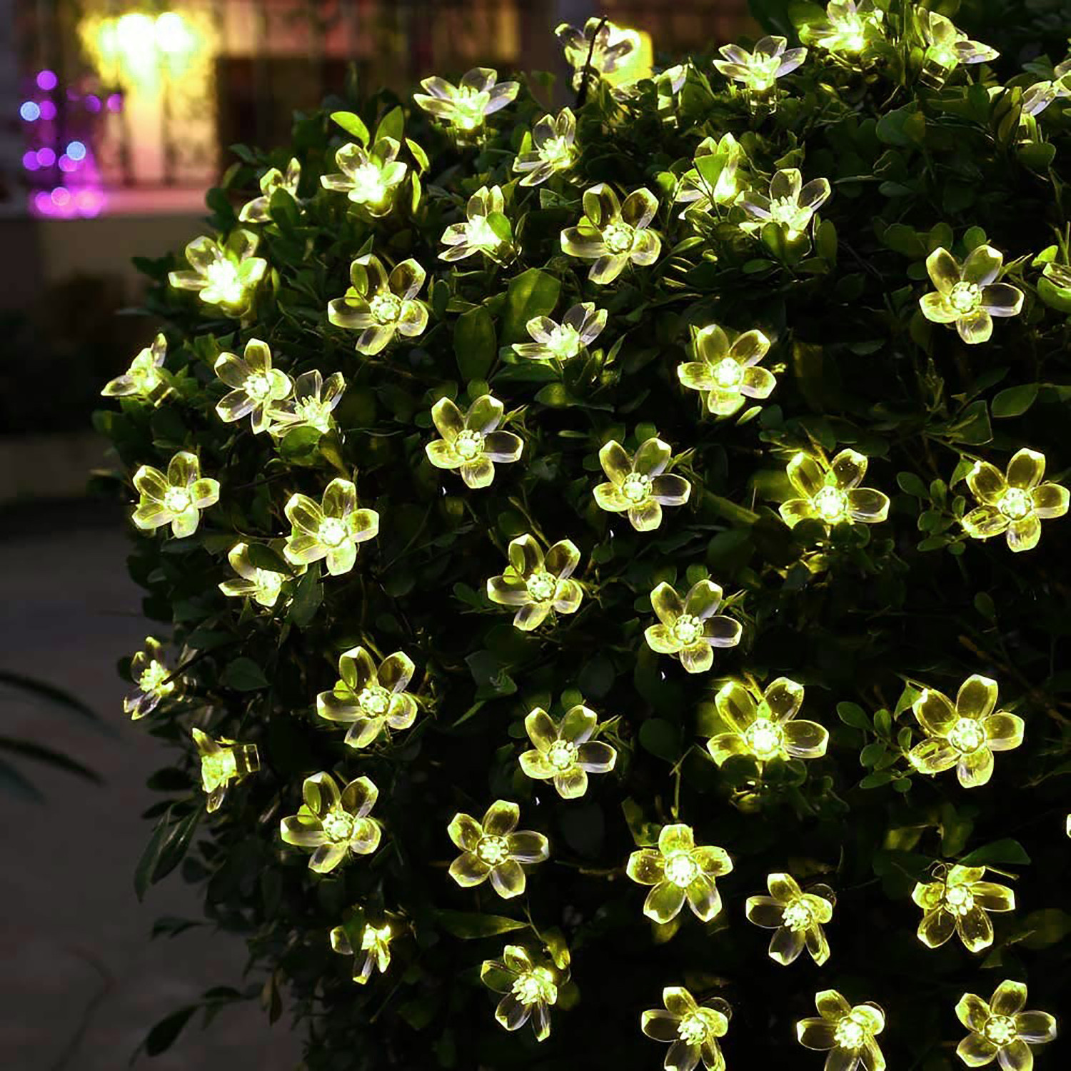 Kuber Industries Diwali Lights | 14 Flower Fairy Lights for Diwali | Christmas | Home Decoration | Indoor & outdoor | Diwali Lights for Decoration | Crystal Flower | Light Green