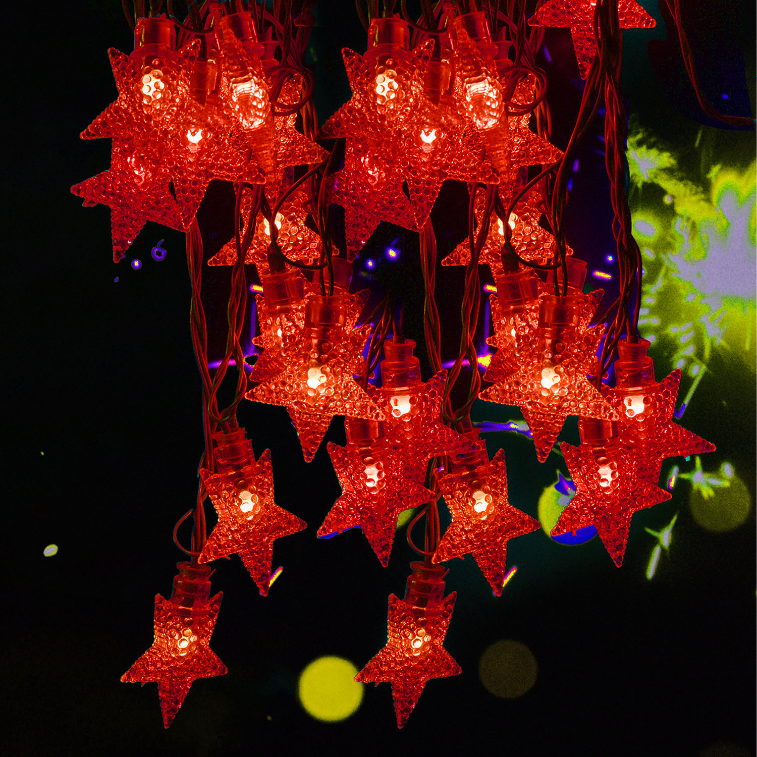 Kuber Industries Diwali Lights | 20 Stars Fairy Lights for Diwali | Christmas | Home Decoration | Indoor & outdoor | Diwali Lights for Decoration | Chota Star | Maroon