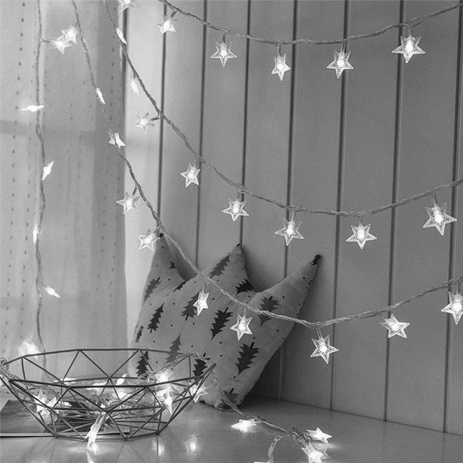 Kuber Industries Diwali Lights | 20 Stars Fairy Lights for Diwali | Christmas | Home Decoration | Indoor & outdoor | Diwali Lights for Decoration | Chota Star | White