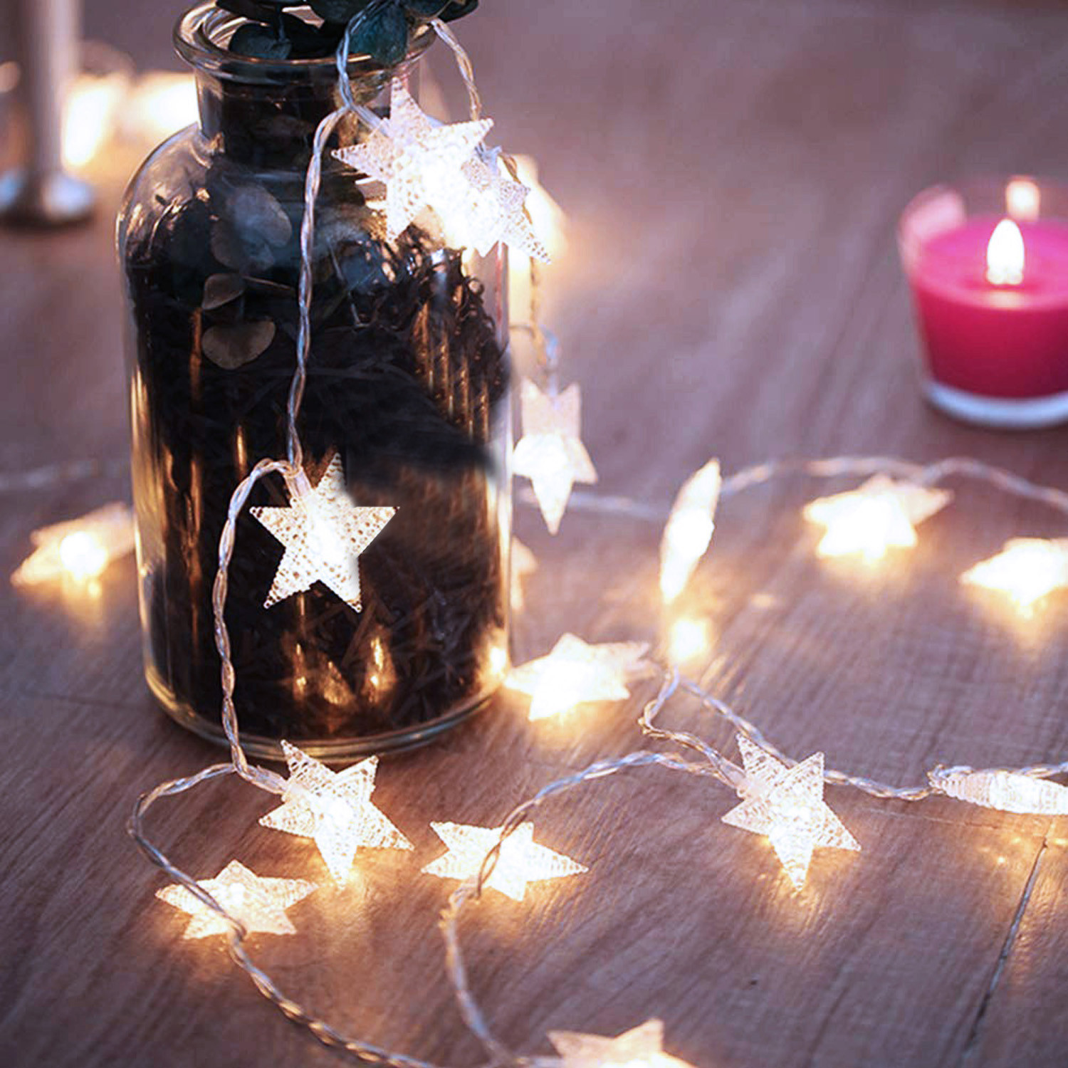 Kuber Industries Diwali Lights | 20 Stars Fairy Lights for Diwali | Christmas | Home Decoration | Indoor & outdoor | Diwali Lights for Decoration | Chota Star | Warm White