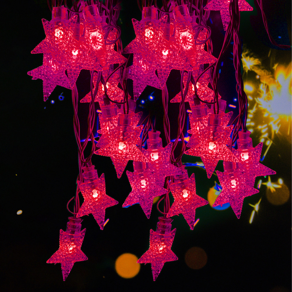 Kuber Industries Diwali Lights | 20 Stars Fairy Lights for Diwali | Christmas | Home Decoration | Indoor &amp; outdoor | Diwali Lights for Decoration | Chota Star | Red