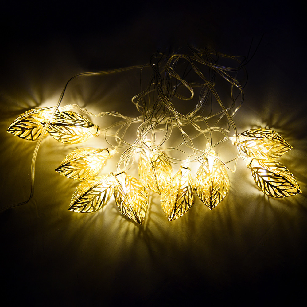 Kuber Industries Diwali Lights | Diwali String Light For Décor | Lights for Christmas | Lights for Navratri | Lights for Party | Lights for Indoor &amp; Outdoor | Leaf String Lights | Golden