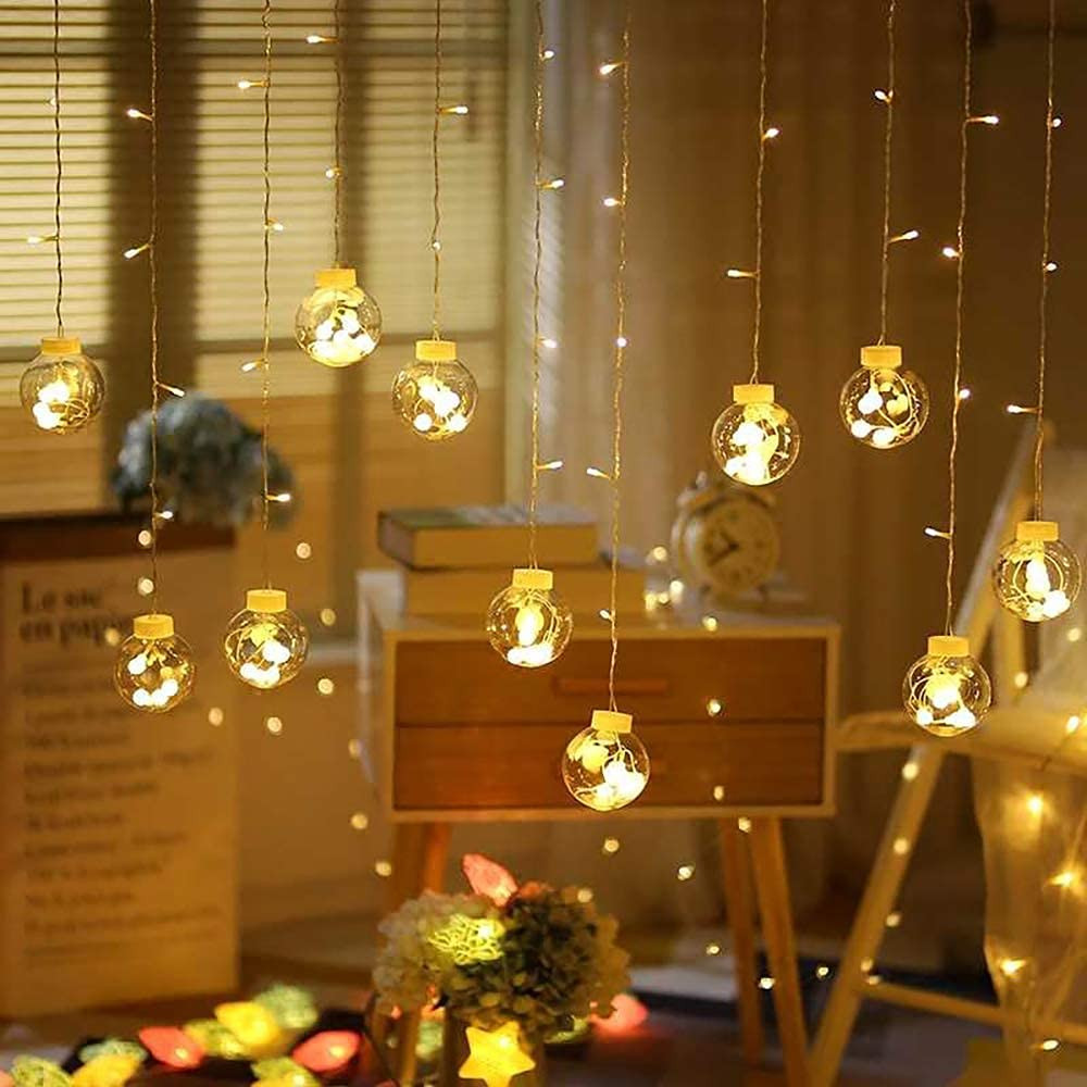 Kuber Industries Diwali Lights | Diwali String Light For Décor | Lights for Christmas | Lights for Navratri | Lights for Party | Lights for Indoor &amp; Outdoor | Bulb Curtain Light 66 | Warm White