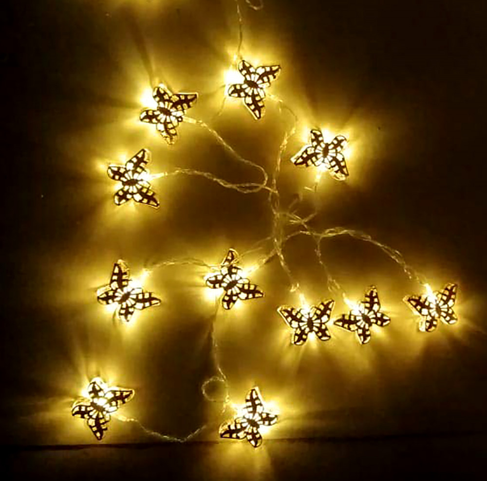 Kuber Industries Diwali Lights | Diwali String Light For Décor | Lights for Christmas | Lights for Navratri | Lights for Party | Lights for Indoor &amp; Outdoor | Butterfly String Lights | Golden