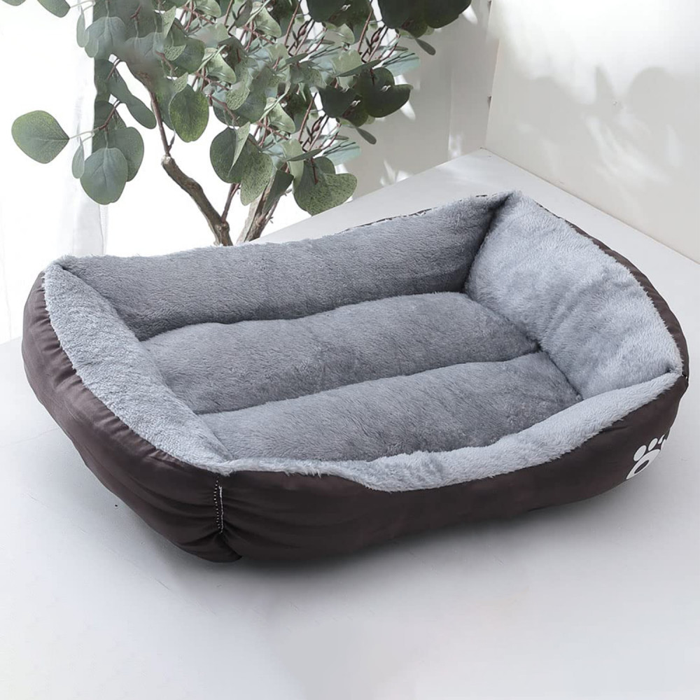 Kuber Industries Dog &amp; Cat Bed|Polyester Face with Cotton &amp; Polyester Filling|Comfortable and Durable|Rectangle Pet Bed for Enhanced Stretching Space|Machine Wash|QY036BR-S|Brown