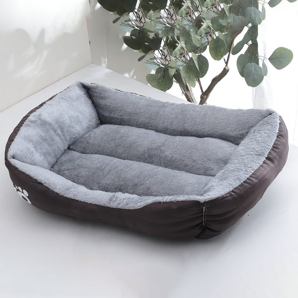 Kuber Industries Dog &amp; Cat Bed|Polyester Face with Cotton &amp; Polyester Filling|Comfortable and Durable|Rectangle Pet Bed for Enhanced Stretching Space|Machine Wash|QY036BR-M|Brown