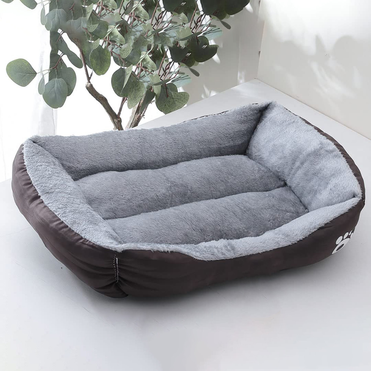 Kuber Industries Dog & Cat Bed|Polyester Face with Cotton & Polyester Filling|Comfortable and Durable|Rectangle Pet Bed for Enhanced Stretching Space|Machine Wash|QY036BR-L|Brown