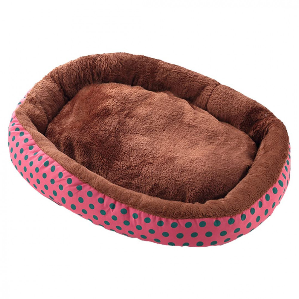 Kuber Industries Dog &amp; Cat Bed|Soft Plush Top Pet Bed|Oxford Cloth Polyester Filling|Medium Washable Dog Bed|Circular Cat Bed with Rise-Edge Pillow|QY039RC-L|Red &amp; Coffee