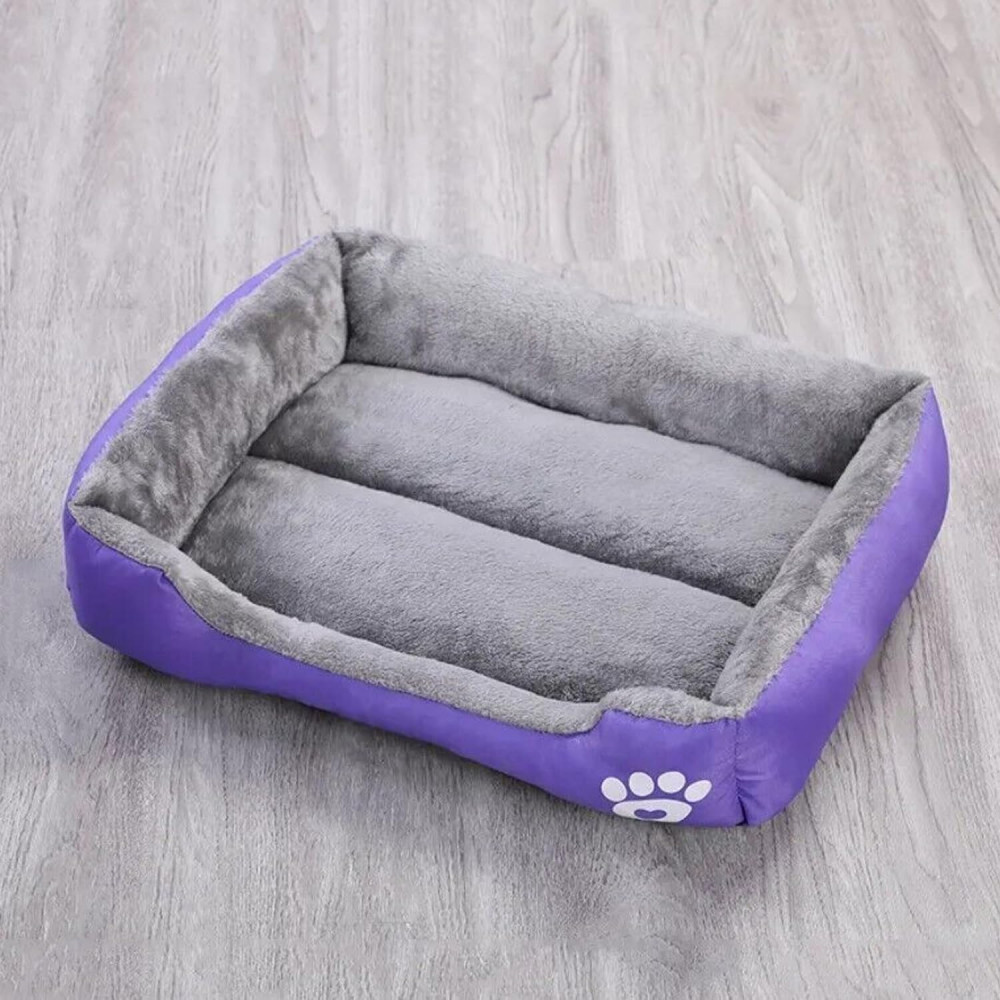Kuber Industries Dog &amp; Cat Bed|Super Soft Plush Top Pet Bed|Oxford Cloth Polyester Filling|Machine Washable Dog Bed|Rectangular Cat Bed with Rise-Edge Pillow|QY036P-S|Purple
