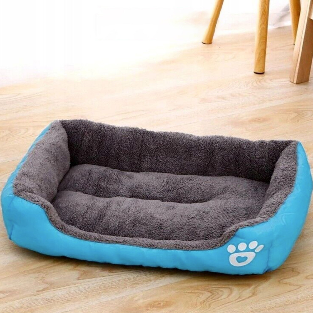 Kuber Industries Dog &amp; Cat Bed|Super Soft Plush Top Pet Bed|Oxford Cloth Polyester Filling|Machine Washable Dog Bed|Rectangular Cat Bed with Rise-Edge Pillow|QY036B-M|Sky Blue