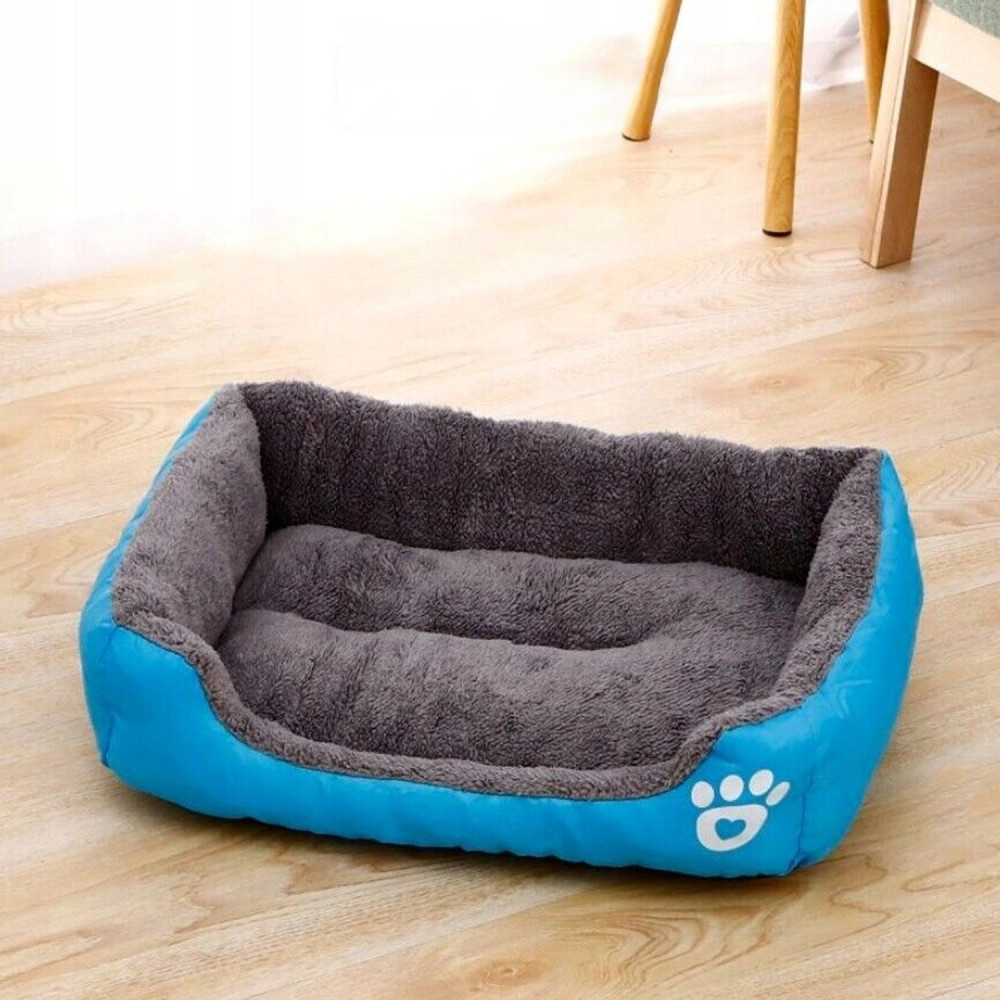 Kuber Industries Dog &amp; Cat Bed|Super Soft Plush Top Pet Bed|Oxford Cloth Polyester Filling|Machine Washable Dog Bed|Rectangular Cat Bed with Rise-Edge Pillow|QY036B-L|Sky Blue