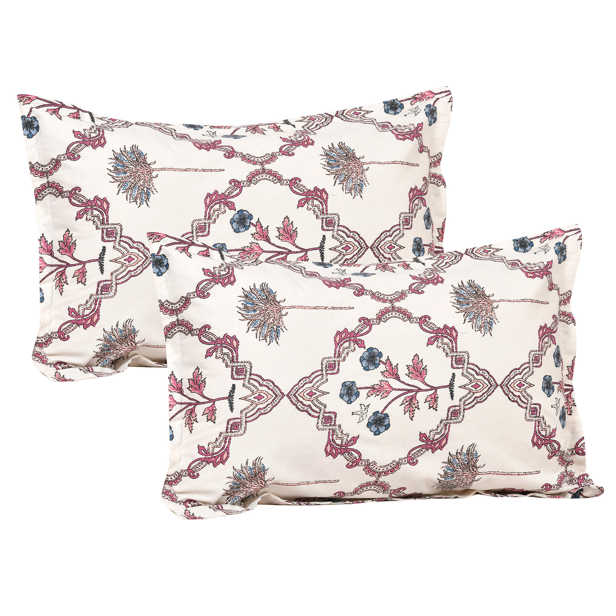 Kuber Industries Dohar Set | 1 Piece Double Bedsheet with 2 Pillow Cover & Dohar Combo Set | Bedsheet & AC Blanket Set for Bedroom | Comforter | Quilt | Pushpa Flower Star | Set of 4 | Pink