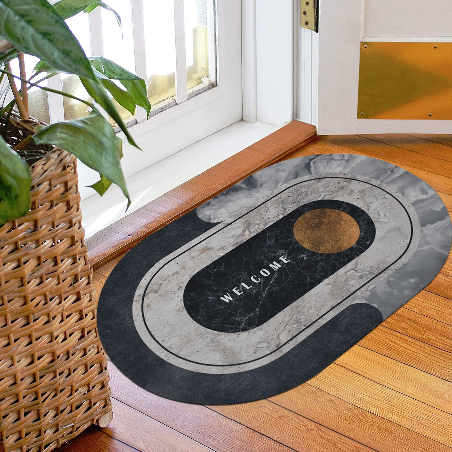 Kuber Industries Doormat|Doormat for Door Entrance|Doormats for Rooms|Doormat for Home|Memory Foam welcome Home Doormat|Pack of 2 (White & Grey)