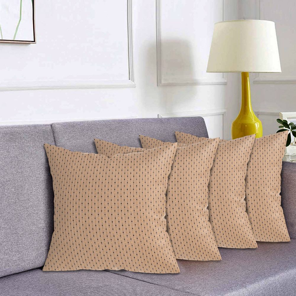 Kuber Industries Dot Print Soft Decorative Square Cushion Cover, Cushion Case For Sofa Couch Bed 16x16 Inch-(Beige)