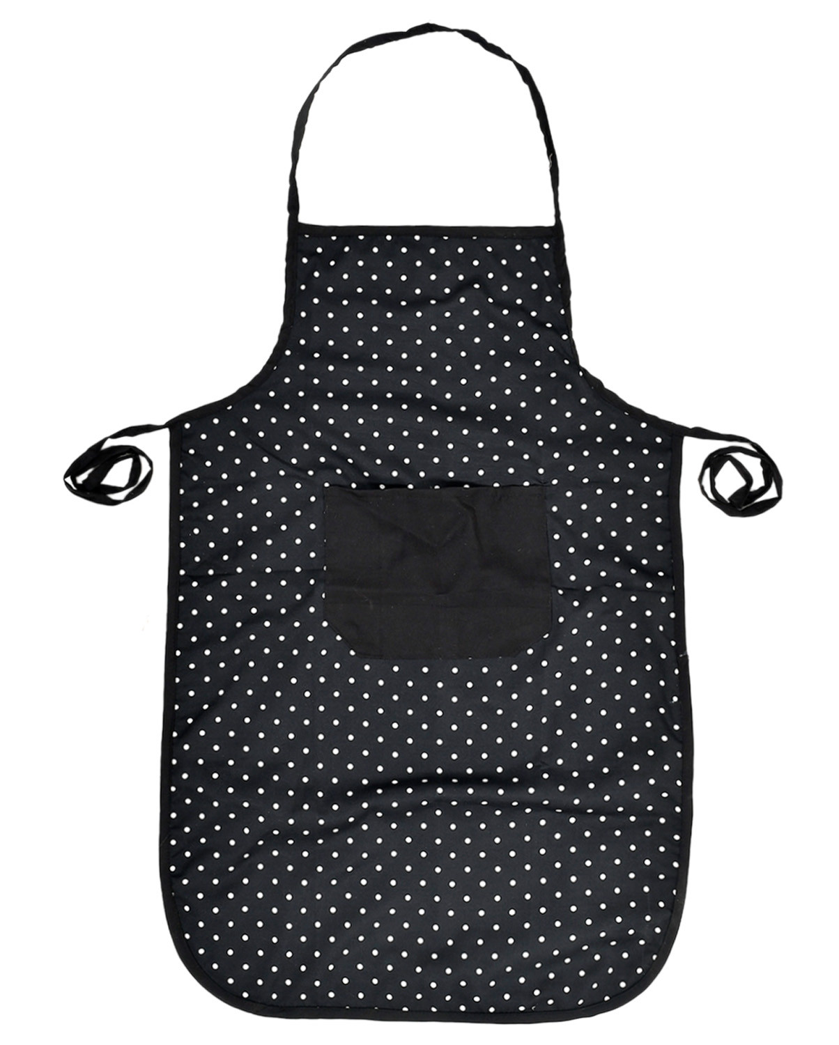 Kuber Industries Dot Printed Apron with 1 Front Pocket (Black)