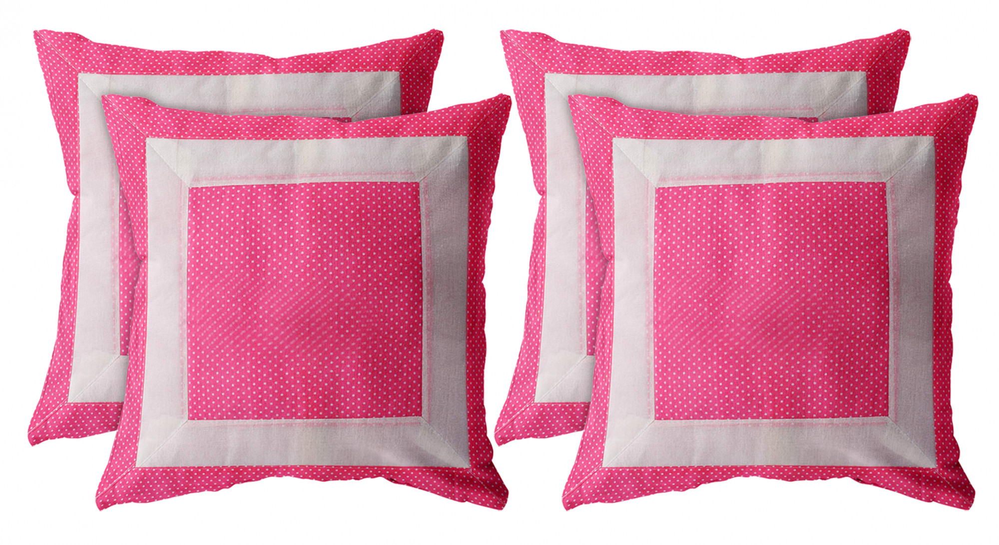 Kuber Industries Dot Printed Cotton Comfortable Decorative Throw Pillow Case Square Cushion Cover Pillowcas 16x16 Inches,(Pink)