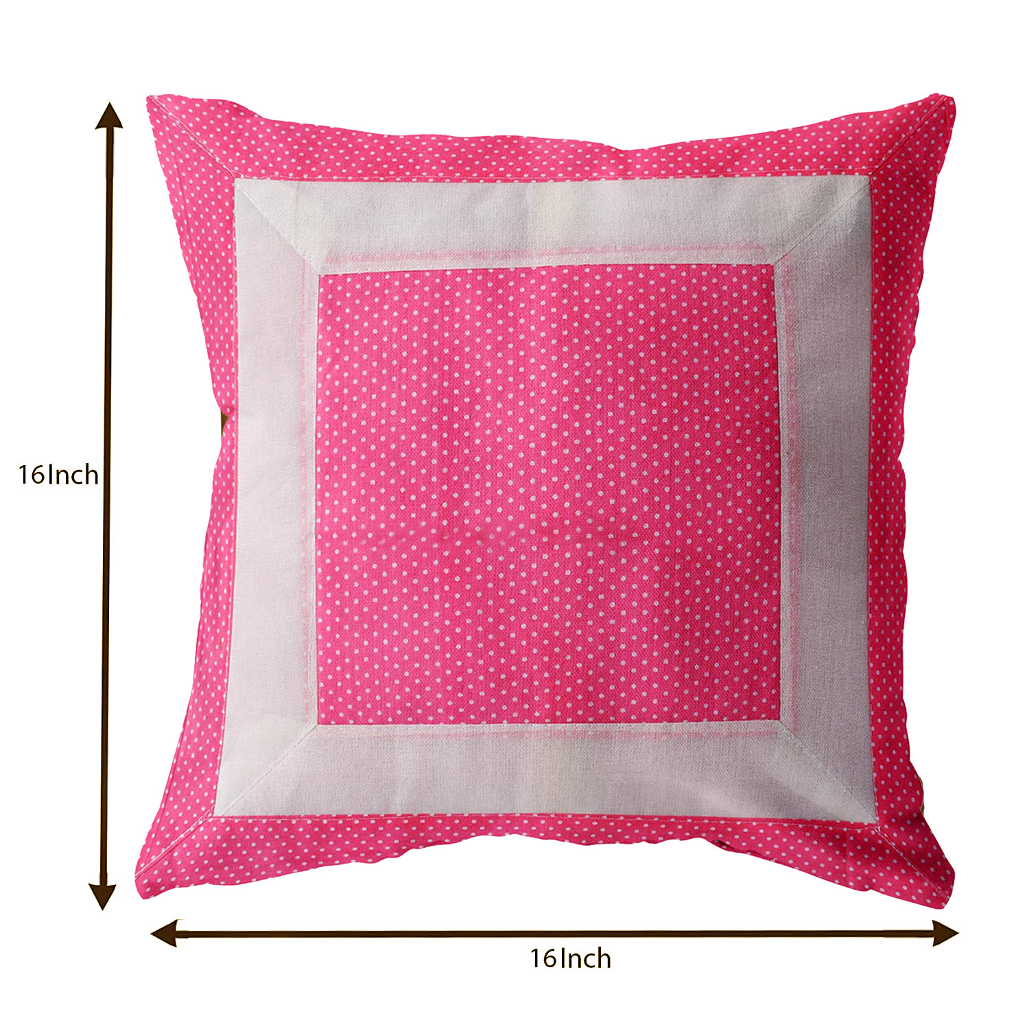 Kuber Industries Dot Printed Cotton Comfortable Decorative Throw Pillow Case Square Cushion Cover Pillowcas 16x16 Inches,(Pink)