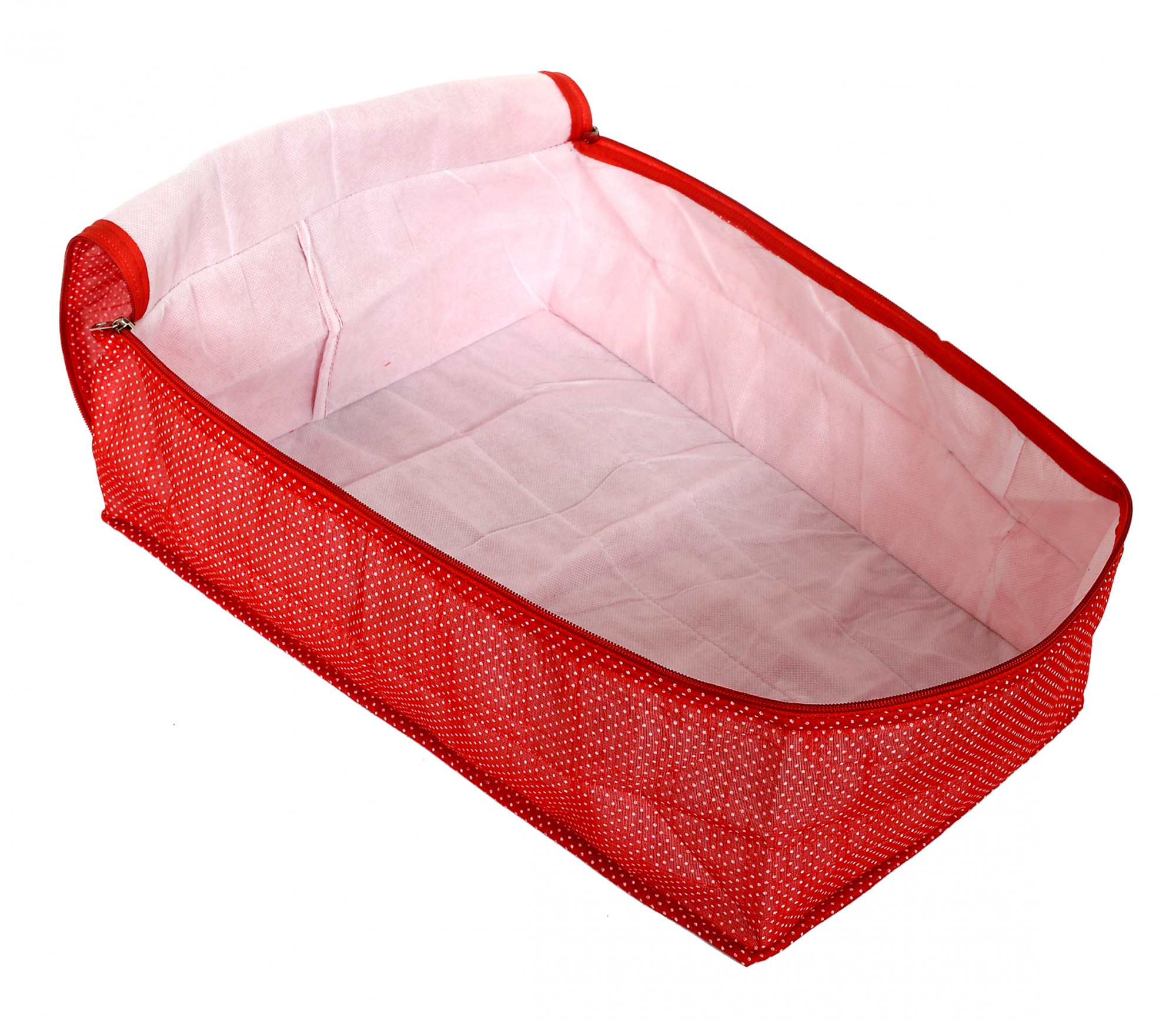 Kuber Industries Dot Printed Petticoat Cover Bag/Garment cover/Wardrobe Clothes Organizer (Red)