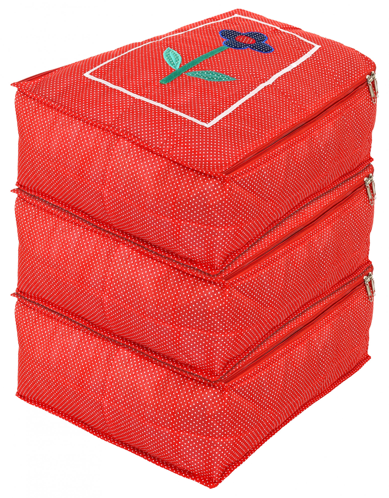 Kuber Industries Dot Printed Petticoat Cover Bag/Garment cover/Wardrobe Clothes Organizer (Red)