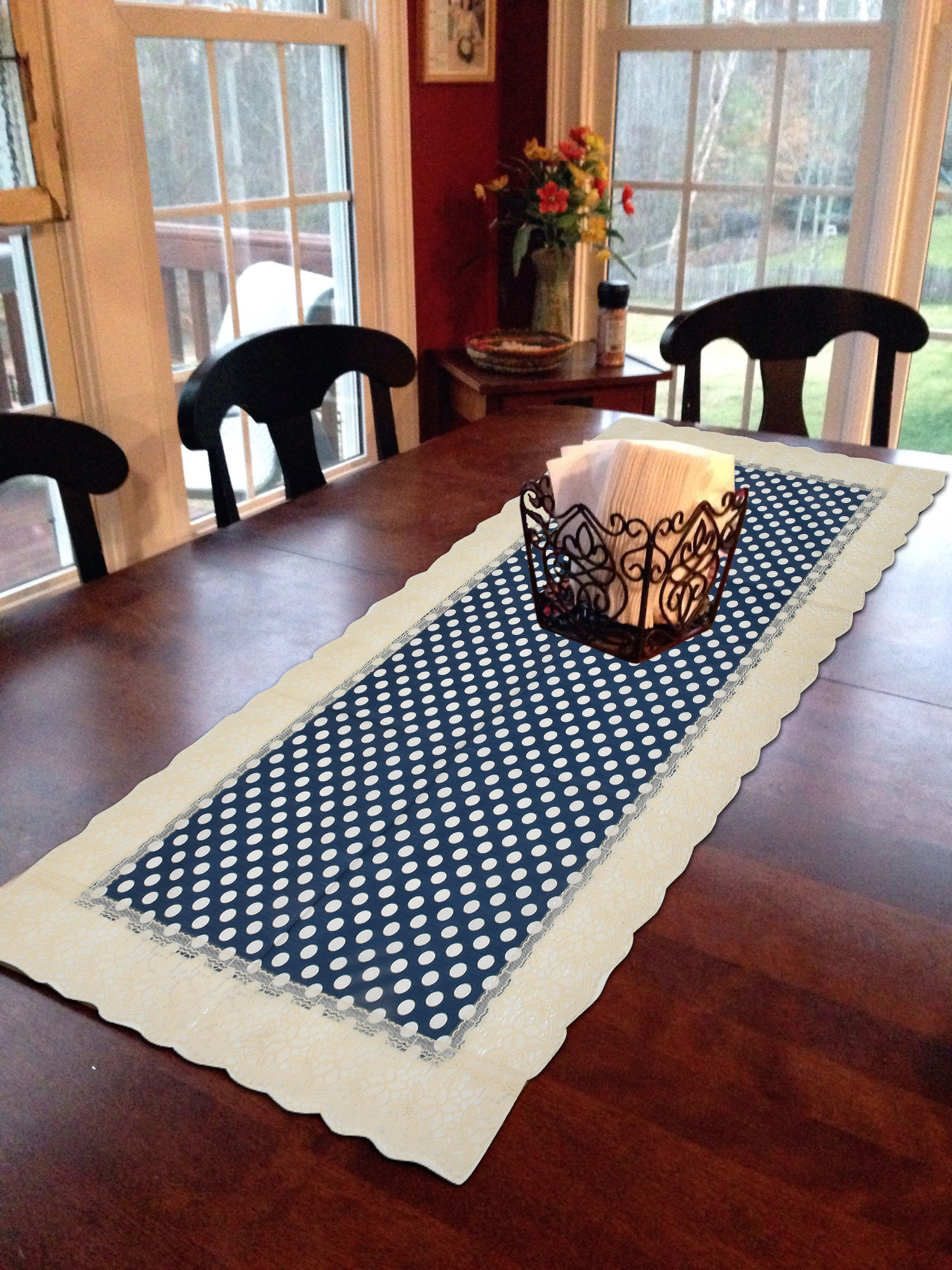 Kuber Industries Dot Printed PVC Table Runner For Farmhouse Dinner, Holiday Parties, Wedding, Events, Décor, 18
