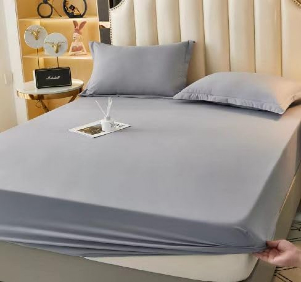 Kuber Industries Double Bed Mattress ProtectorBed Protecter With Elastic &quot;150x200&quot; CM (Grey)