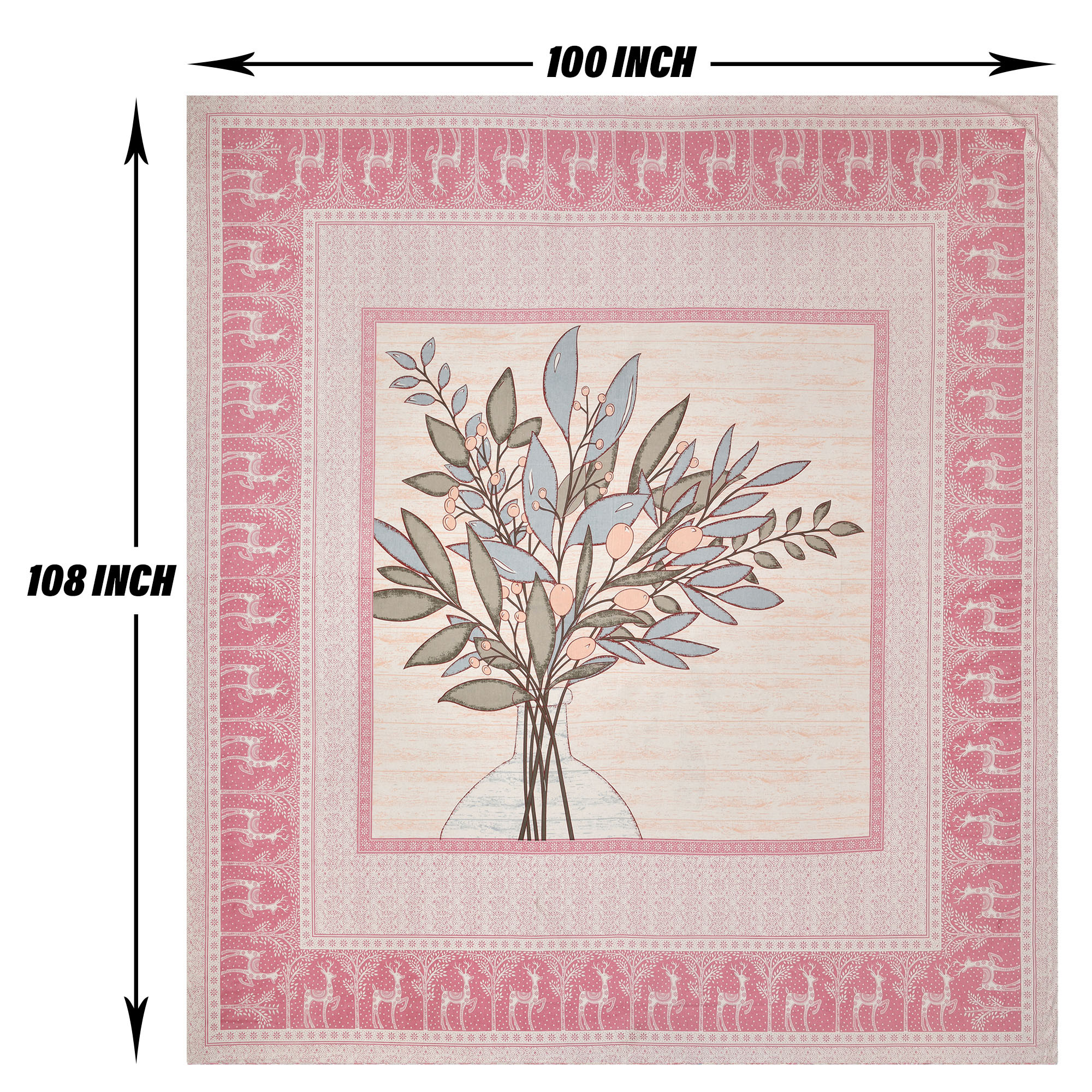 Kuber Industries Double Bedsheet with 2 Pillow Covers | 160 TC Premium Cotton Bedsheet for Double Bed | Bedsheet for Living Room-Home & Hotels | Photo Frame Tree | 100x108 Inch | Pink