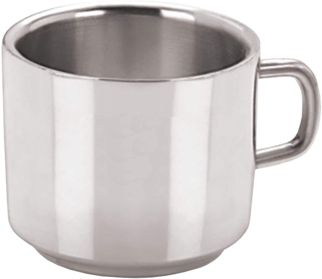 Kuber Industries Double Wall Stainless Steel Tea & Coffee Cups,(Silver)