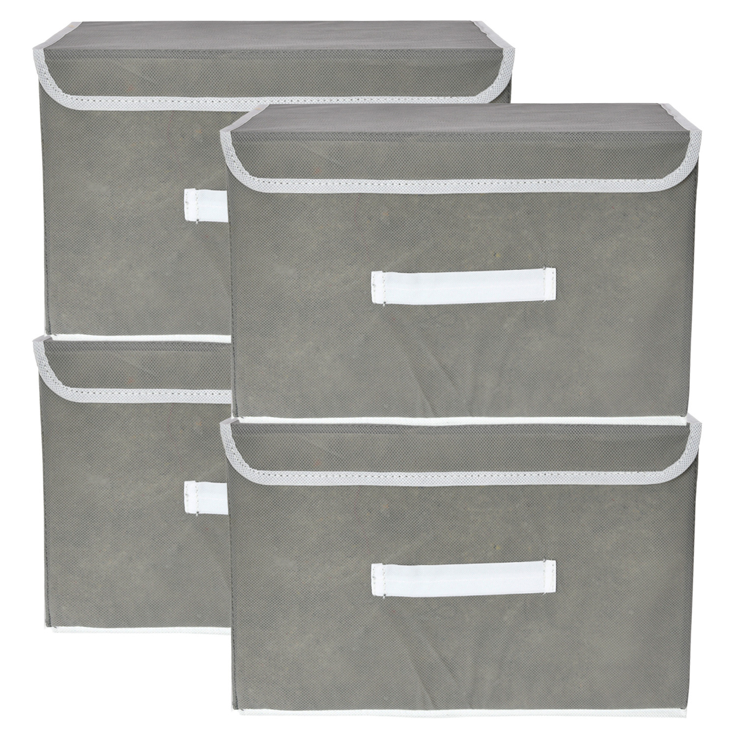 Kuber Industries Drawer Storage Box | Plain Dhakkan Storage Box | Non-Woven Clothes Organizer For Toys | Storage Box with Handle | Large | Gray