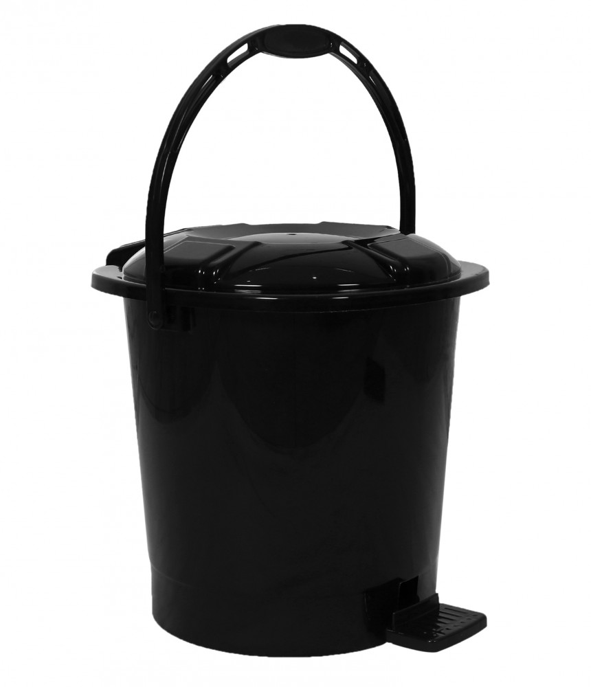 Kuber Industries Durable Plastic Pedal Dustbin|Waste Bin|Trash Can For Kitchen &amp; Home With Handle,7 Litre (Black)