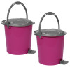 Kuber Industries Durable Plastic Pedal Dustbin|Waste Bin|Trash Can For Kitchen &amp; Home With Handle,7 Litre,Pack of 2 (Pink)