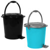 Kuber Industries Durable Plastic Pedal Dustbin|Waste Bin|Trash Can For Kitchen &amp; Home With Handle,7 Litre,Pack of 2 (Sky Blue &amp; Black)