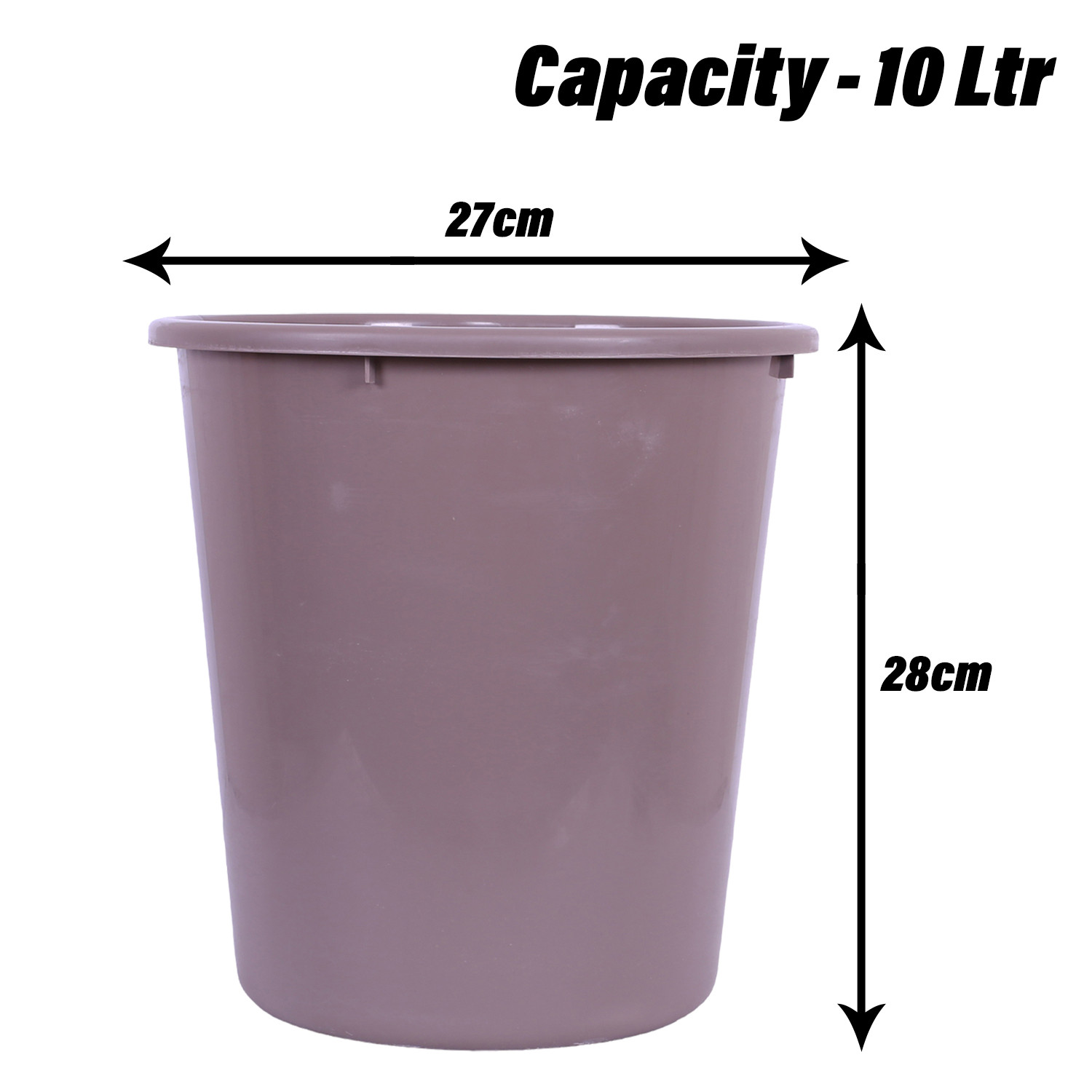 Kuber Industries Dustbin | Open Dustbin | Plastic Garbage Dustbin | Dustbin For Kitchen | Dustbin For Bathroom | Office Dustbin | Plain Sada Dustbin | 10 LTR | Brown