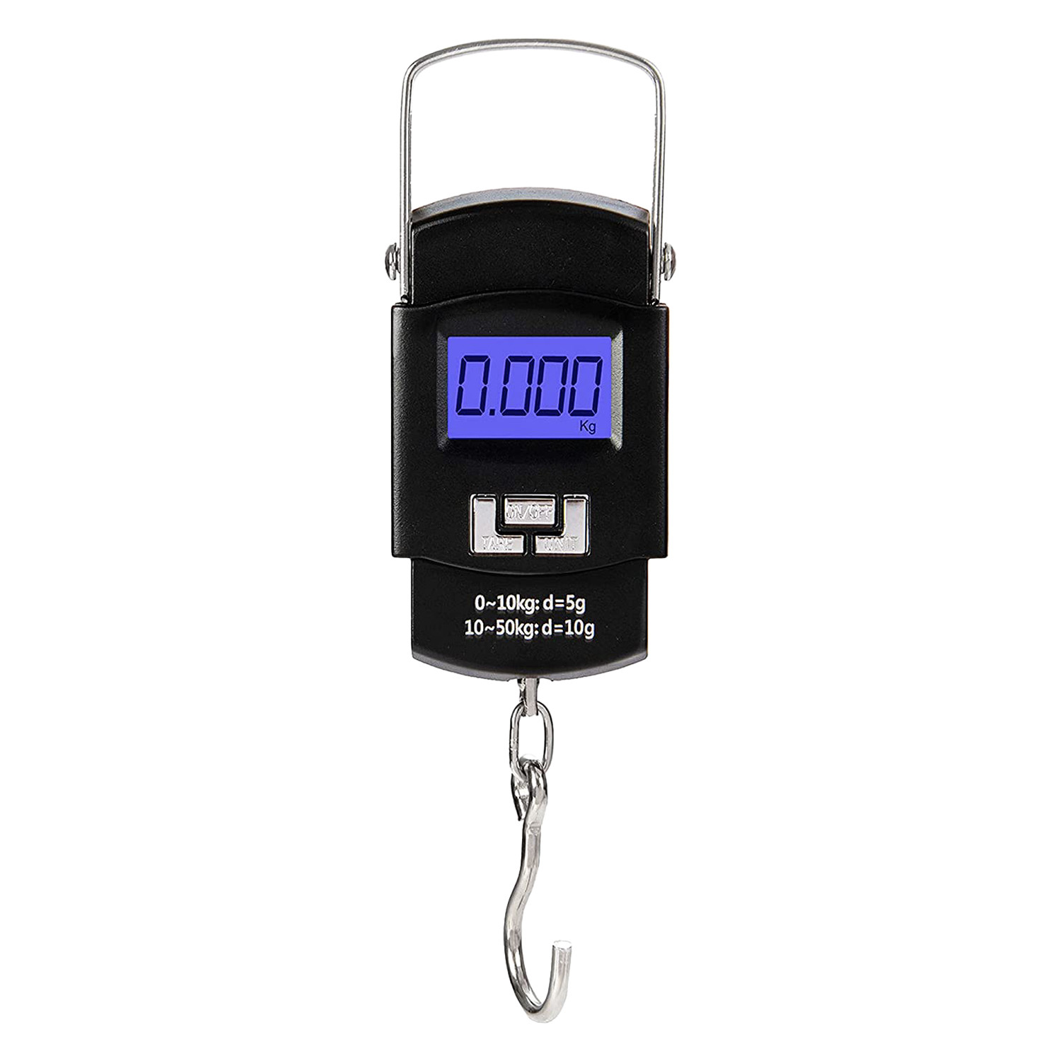 Kuber Industries Electronic Scale | Plastic Portable Electronic Hanging Scale | Measure Tape for Tackle Bag | Luggage | Battery Operated | 50 Kg Capacity | Black