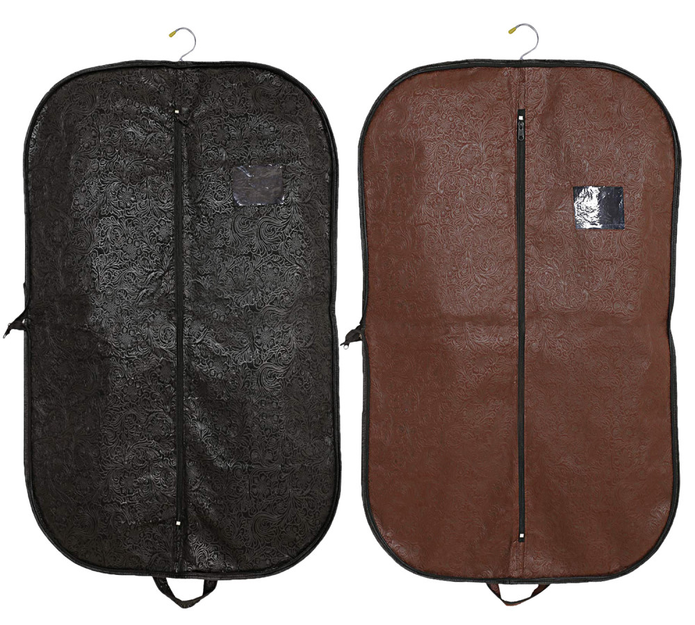 Kuber Industries Embossed Design Foldable Non Woven Men&#039;s Coat Blazer Cover (Black &amp; Brown)  -CTKTC42273
